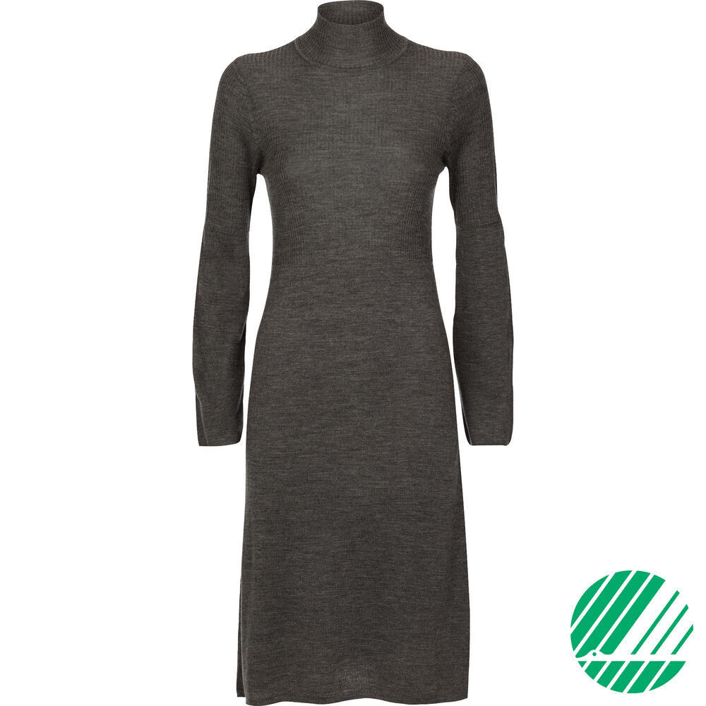 A-linjeformad klänning merinoull, grey melange, hi-res